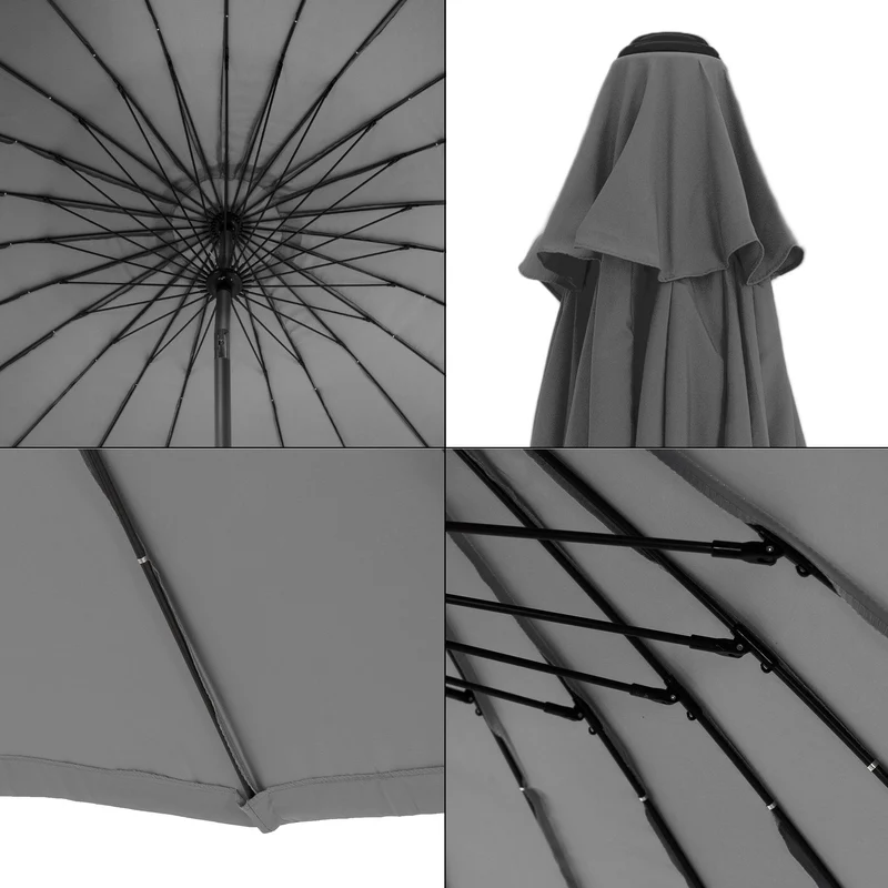 Sonnenschirm Shanghai mit Ständer Ø 325 cm Anthrazit aus Aluminium und Polyester ML-Design