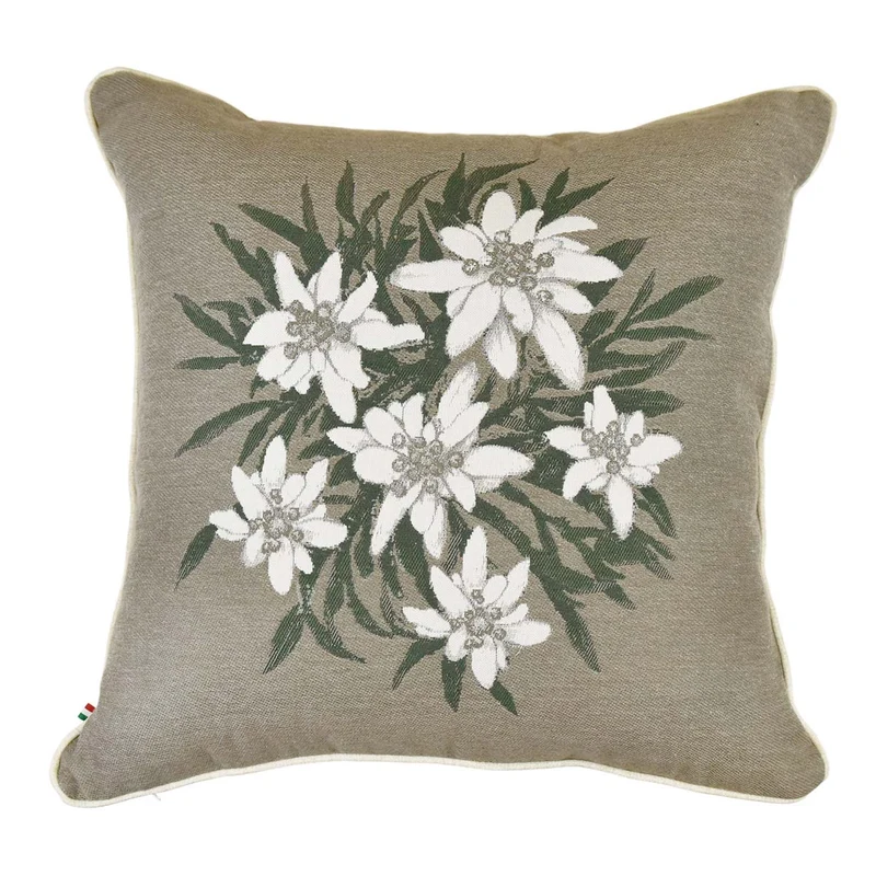 Cuscino Arredo in Puro Cotone con Fantasia Floreale - Stella Alpina