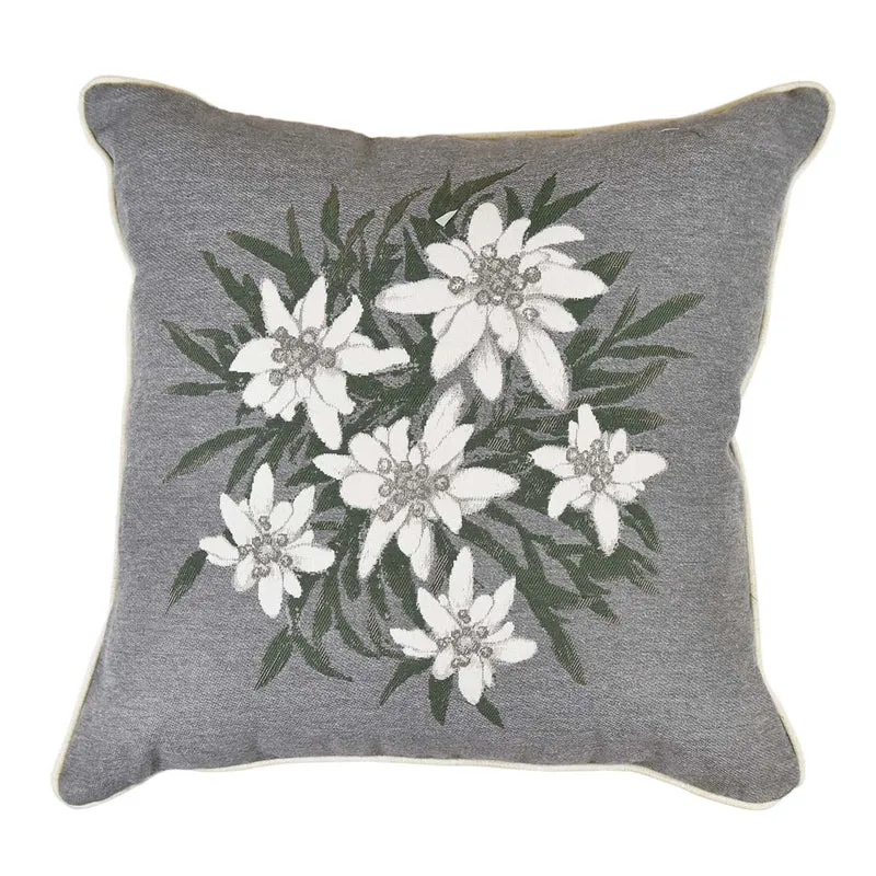 Cuscino Arredo in Puro Cotone con Fantasia Floreale - Stella Alpina