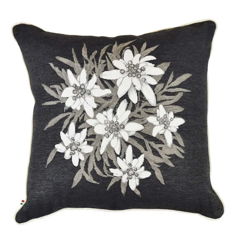 Cuscino Arredo in Puro Cotone con Fantasia Floreale - Stella Alpina