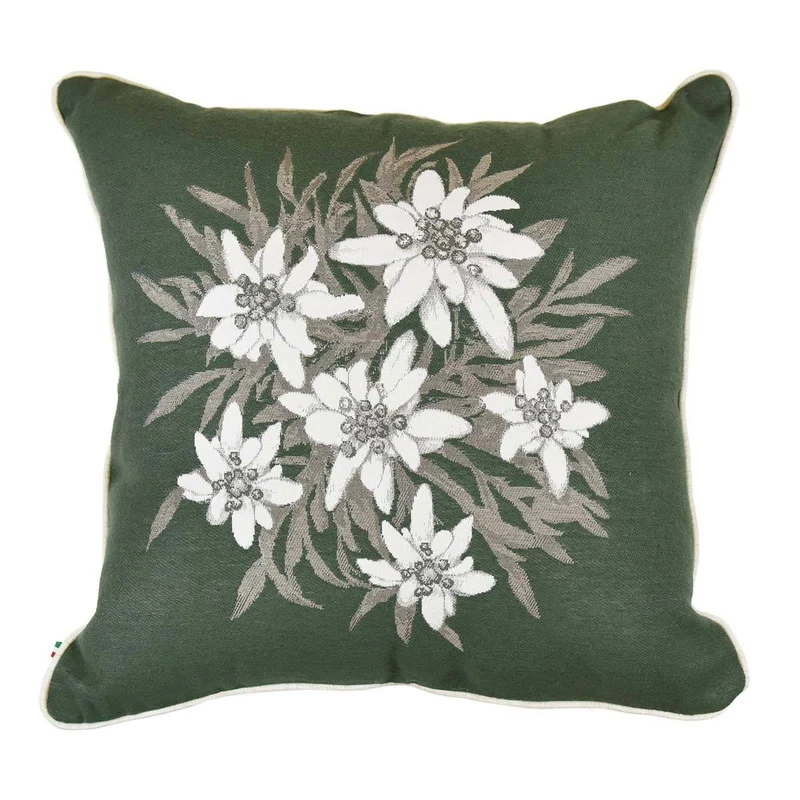 Cuscino Arredo in Puro Cotone con Fantasia Floreale - Stella Alpina