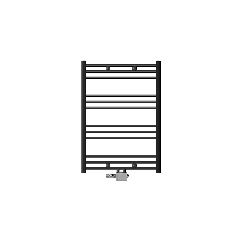 Badheizkörper 750x800 mm Anthrazit, gerade, Universale Anschlussgarnitur