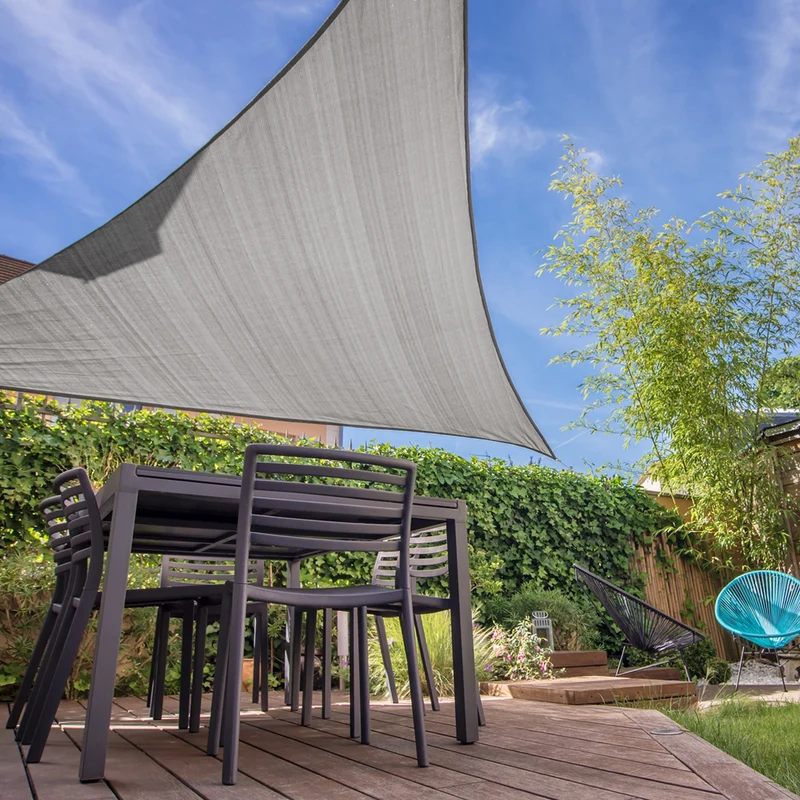Sonnensegel dreieck 5x5x5 m Grau 100% HDPE mit UV Schutz inkl. Befestigungsseile