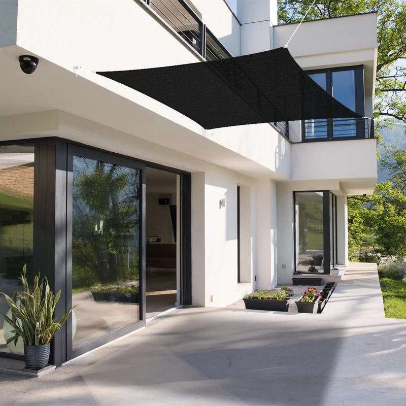 Sonnensegel quadrat 3,6x3,6 m Anthrazit 100% HDPE mit UV Schutz inkl. Befestigungsseile