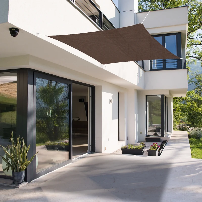 Sonnensegel quadrat 3,6x3,6 m Braun 100% HDPE mit UV Schutz inkl. Befestigungsseile