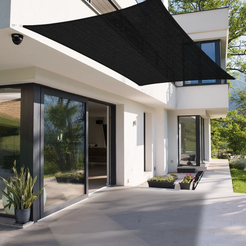 Sonnensegel rechteck 2x4 m Anthrazit 100% HDPE mit UV Schutz inkl. Befestigungsseile