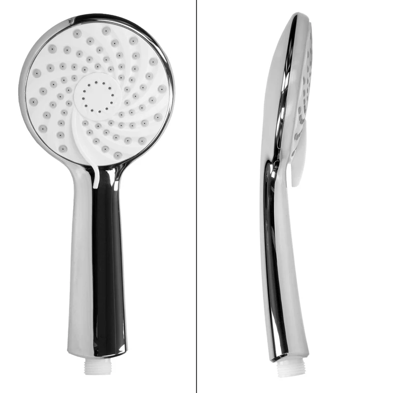 Regendusche Set rund Weiß/Silber aus Edelstahl mit Anti-Kalk Düsen