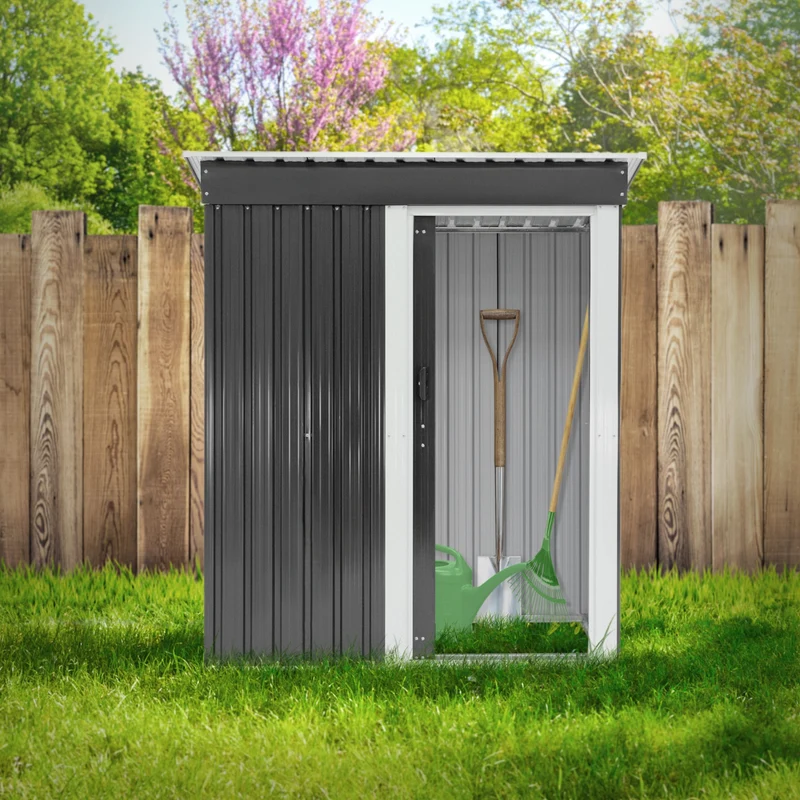 Gerätehaus 150x184x76 cm Grau aus Metall ML-Design