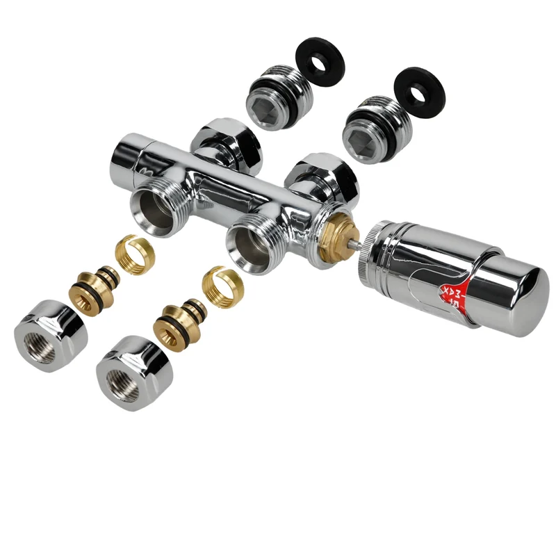 Badheizkörper 750x1200 mm Chrome, gebogen, Boden Anschlussgarnitur