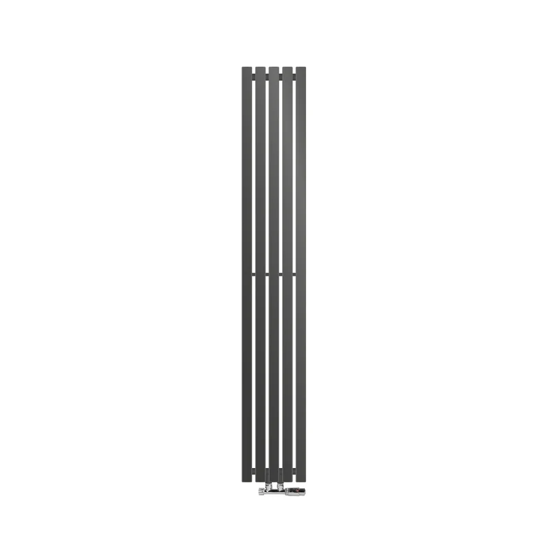 Paneelheizkörper Vertikal 260x1800 mm Anthrazit mit Mittelanschluss und Wand Anschlussgarnitur LuxeBath