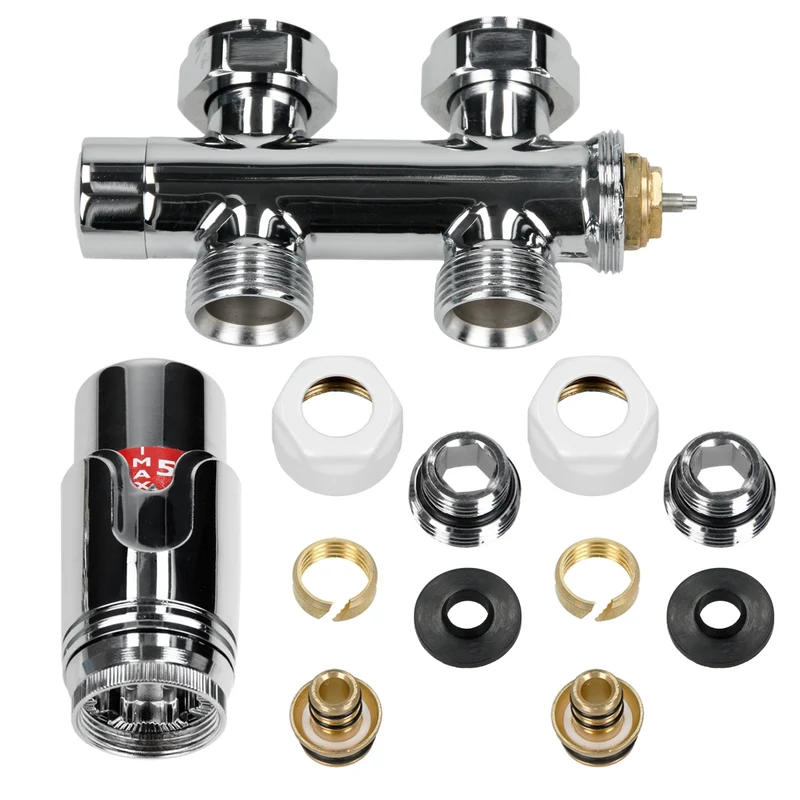 Badheizkörper Mittelanschluss 400x1200 mm Chrome gebogen mit Boden Anschlussgarnitur LuxeBath