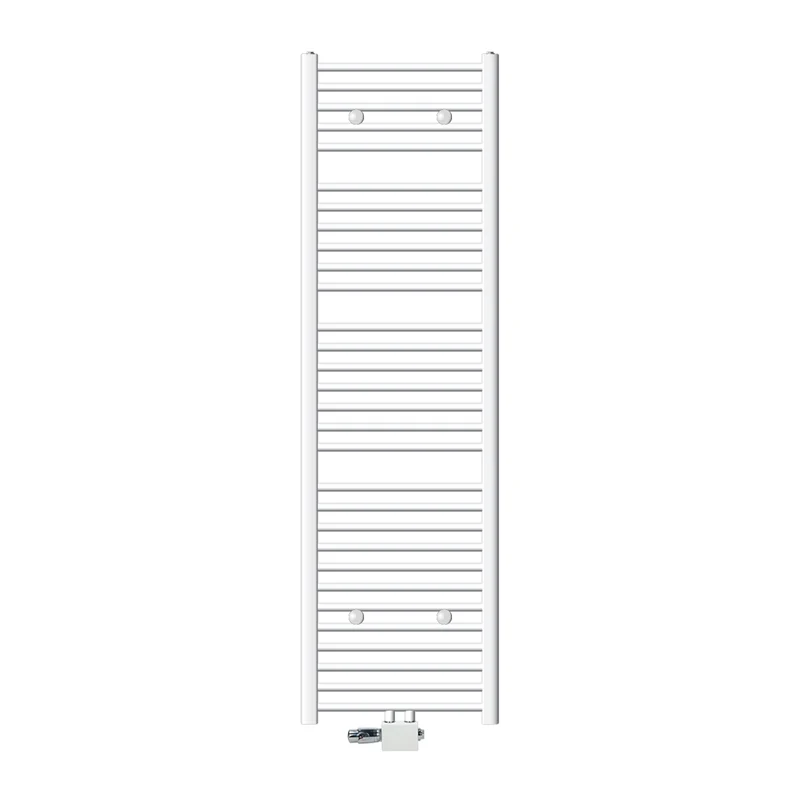 Badheizkörper Mittelanschluss 500x1800 mm Weiß gebogen mit Universale Anschlussgarnitur LuxeBath
