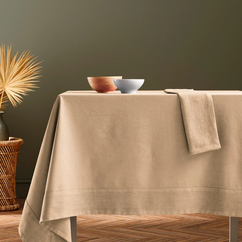 Tovaglia Cotone con Bordo in Lino StoneWashed NO STIRO - Loira