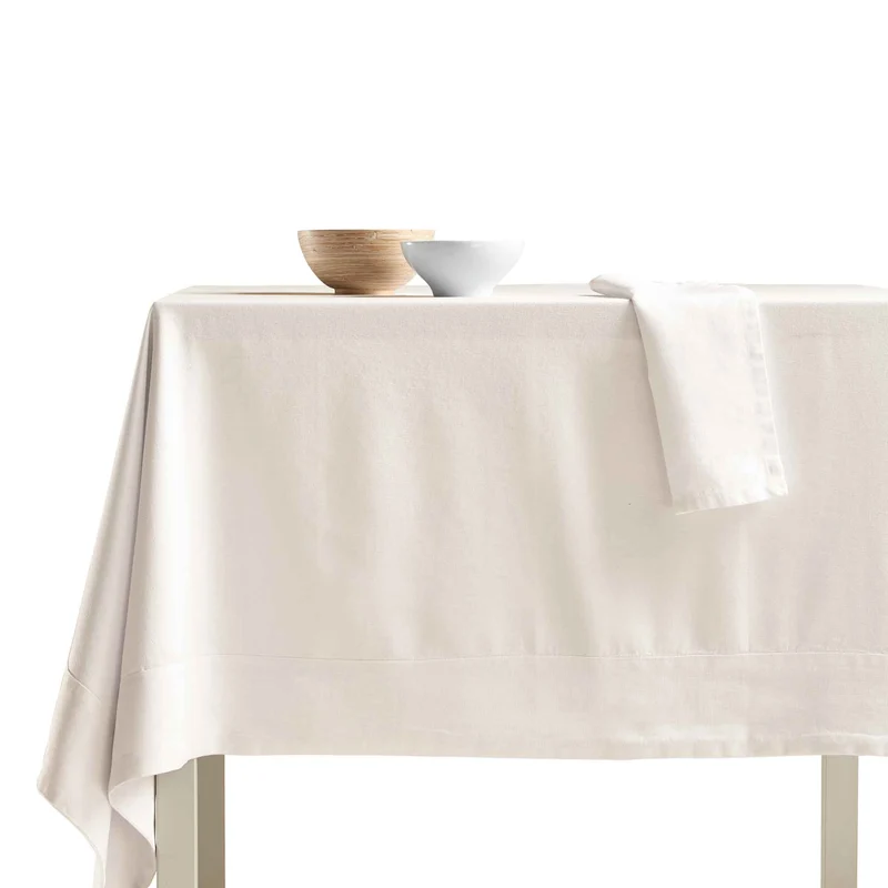Tovaglia Cotone con Bordo in Lino StoneWashed NO STIRO - Loira
