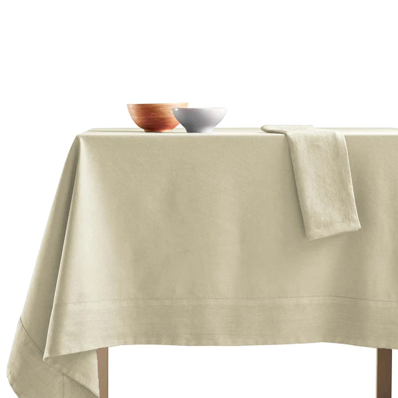 Tovaglia Cotone con Bordo in Lino StoneWashed NO STIRO - Loira