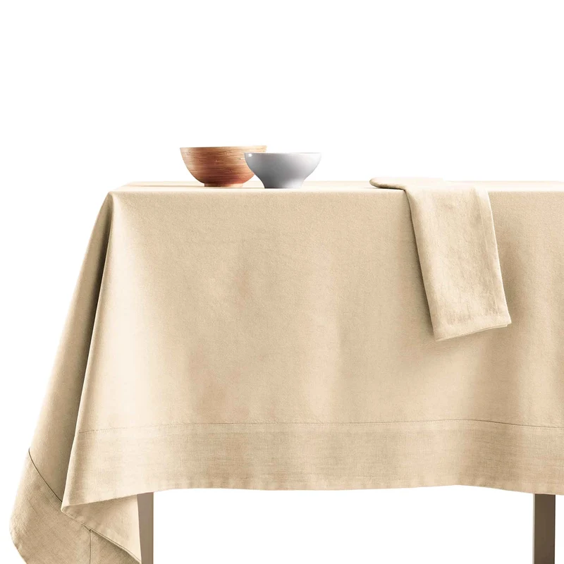 Tovaglia Cotone con Bordo in Lino StoneWashed NO STIRO - Loira