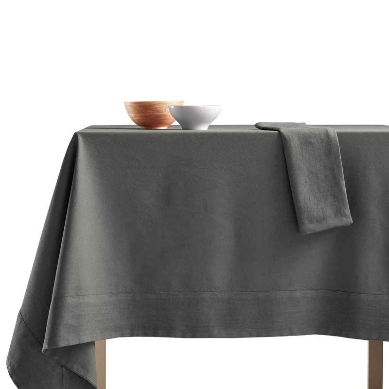 Tovaglia Cotone con Bordo in Lino StoneWashed NO STIRO - Loira