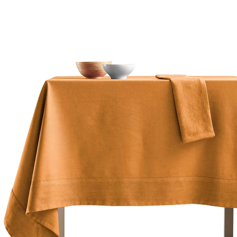 Tovaglia Cotone con Bordo in Lino StoneWashed NO STIRO - Loira