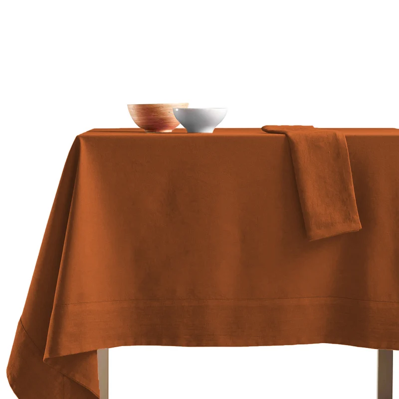 Tovaglia Cotone con Bordo in Lino StoneWashed NO STIRO - Loira