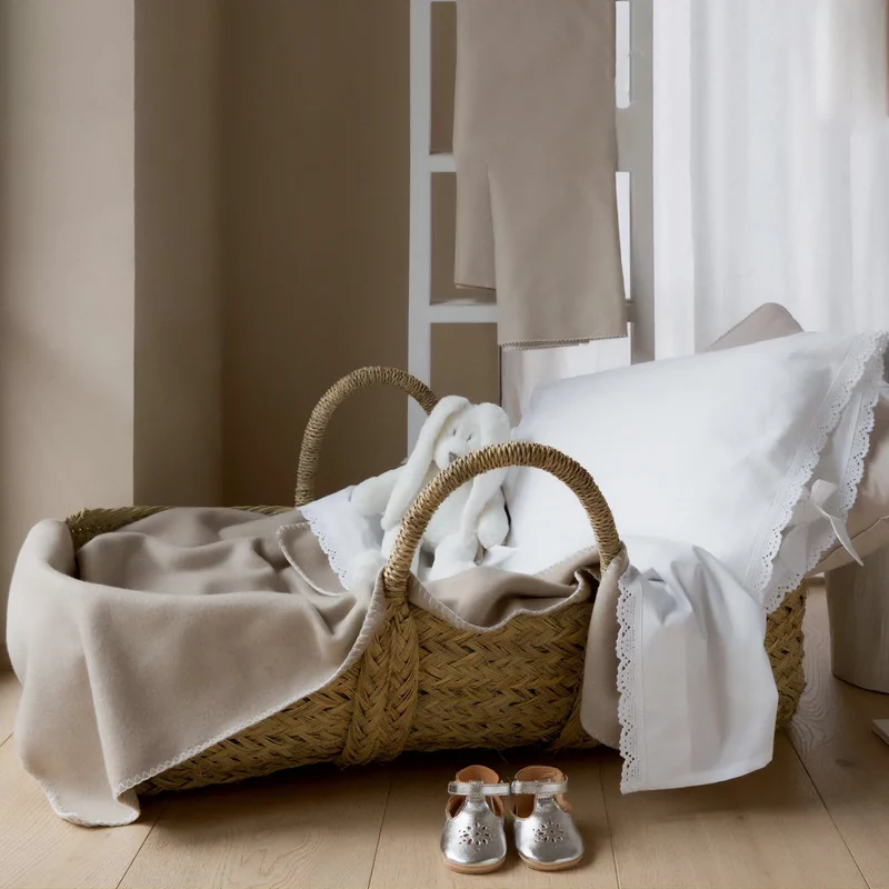 Completo Lenzuoline per Bambino in Percalle di Puro Cotone con Pizzo - Guscio
