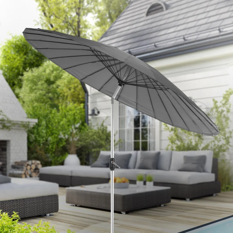 Sonnenschirm Shanghai mit Ständer Ø 270 cm Anthrazit aus Aluminium und Polyester ML-Design