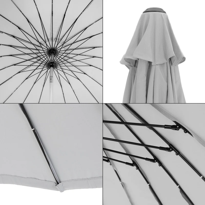 Sonnenschirm Shanghai mit Ständer Ø 270 cm Hellgrau aus Aluminium und Polyester ML-Design