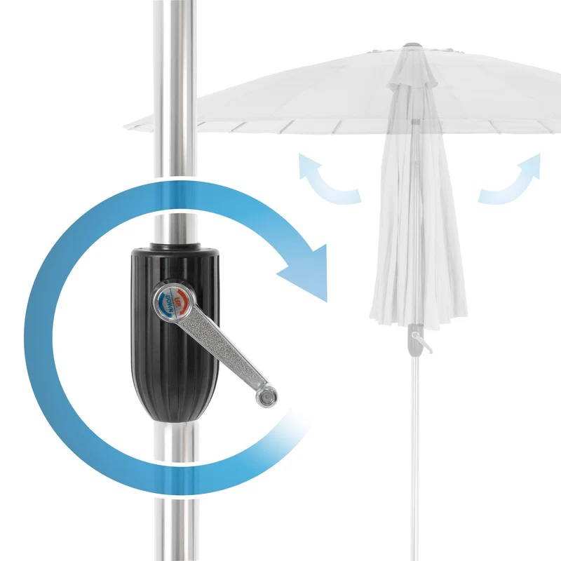 Sonnenschirm Shanghai mit Ständer Ø 270 cm Hellgrau aus Aluminium und Polyester ML-Design