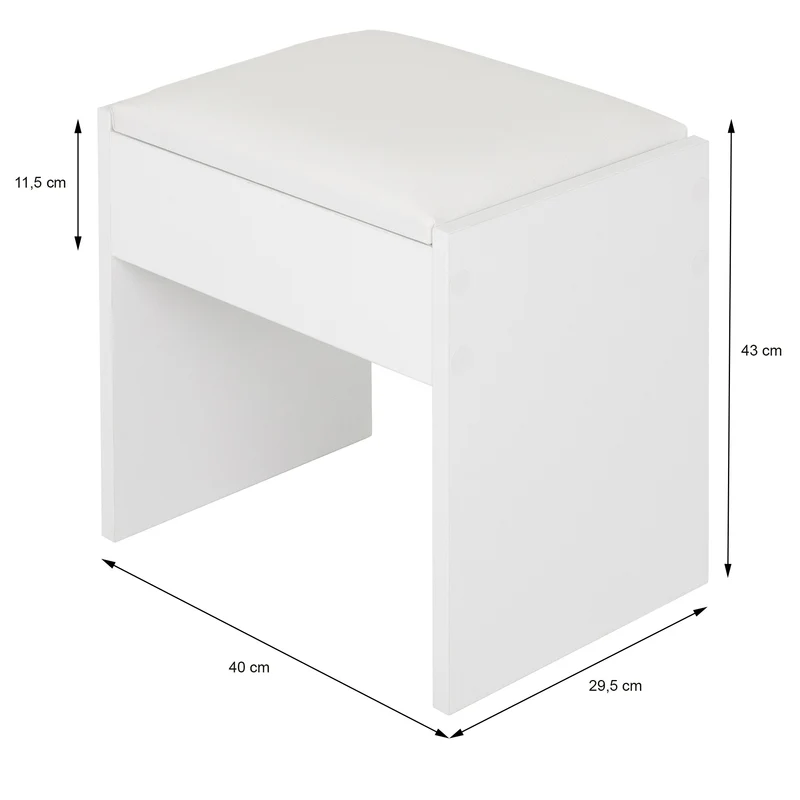 Schminktisch Frisiertisch 75x40x135 cm in Weiß/Natur mit Spiegel, Schublade & Hocker ML-Design