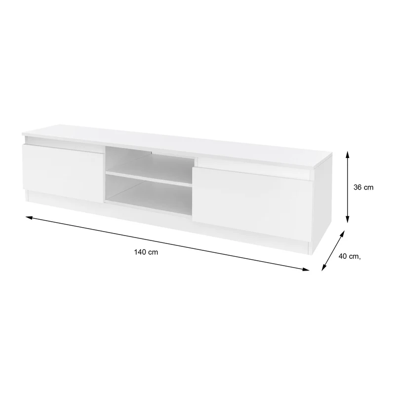 TV-Lowboard mit Stauraum 140x36x40 cm Weiß aus MDF ML-Design