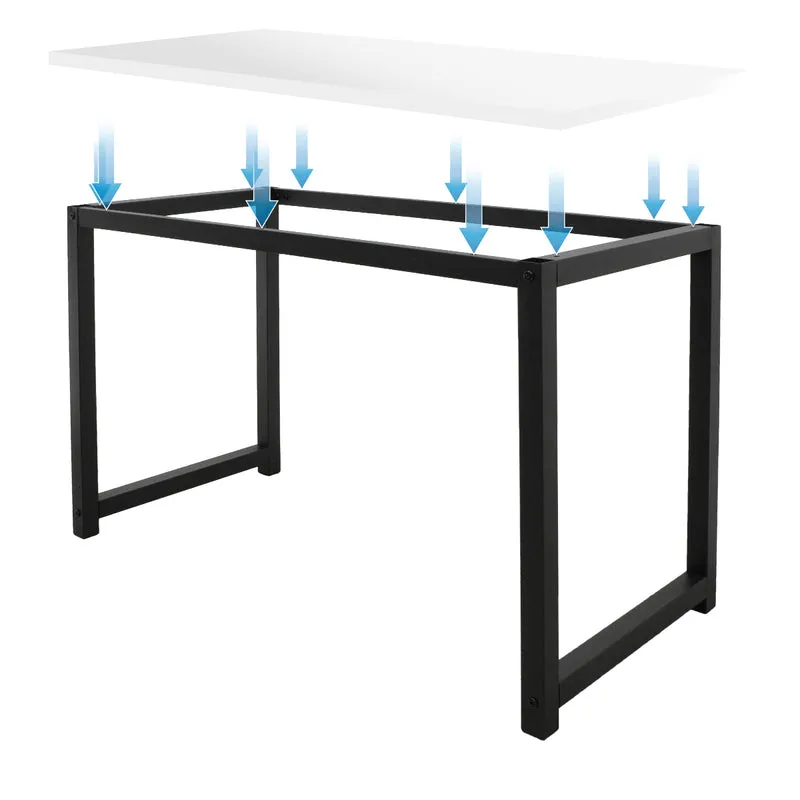 Schreibtisch 120x60x75 cm Weiß-Schwarz aus MDF und Metall ML-Design