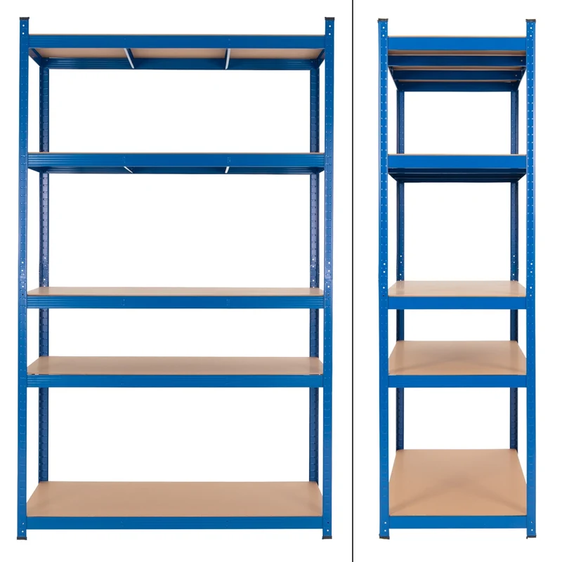 Werkstattregal 200x120x50 cm Blau aus Metall und MDF Holzfaserplatte bis 875 kg