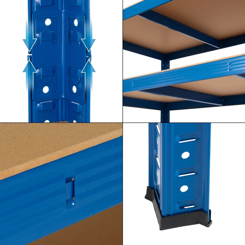 Werkstattregal 200x120x50 cm Blau aus Metall und MDF Holzfaserplatte bis 875 kg