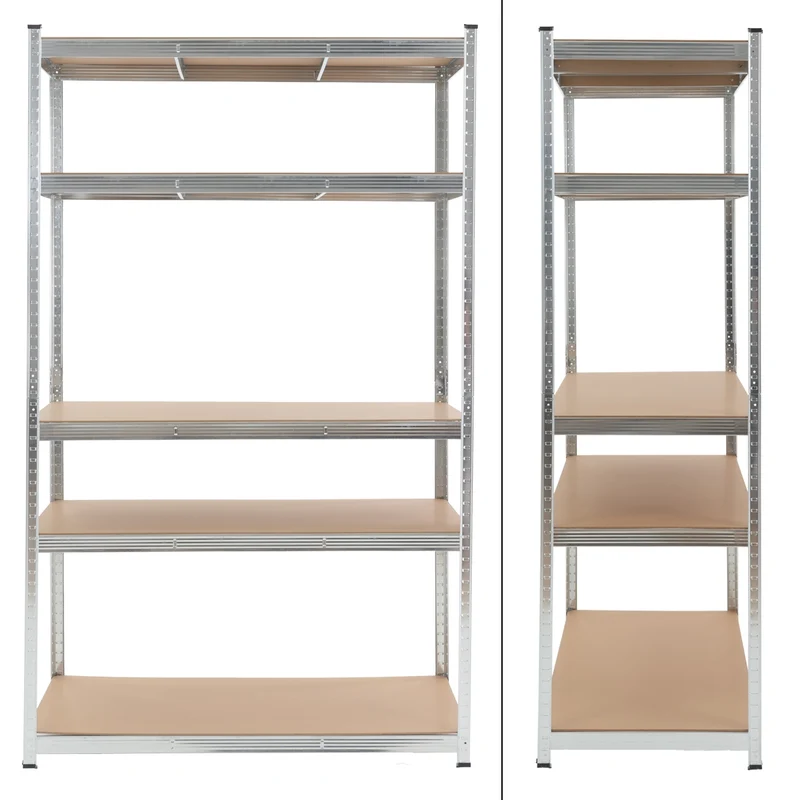 Werkstattregal 200x120x60 cm Silber aus MDF Holzfaserplatte und Metall belastbar bis 875 kg