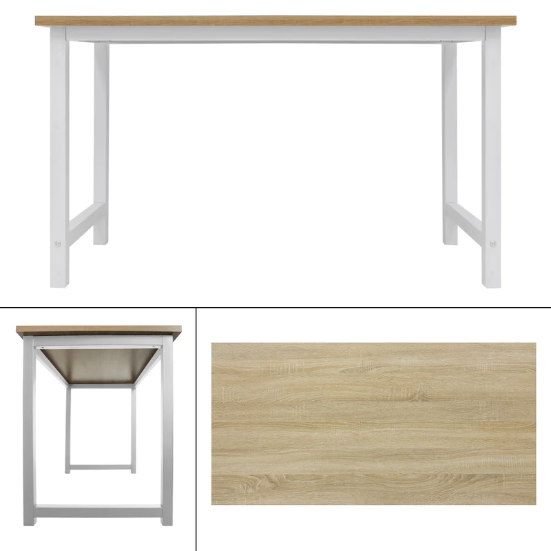 Schreibtisch 120x60x75 cm Weiß aus MDF mit Metallgestell ML-Design