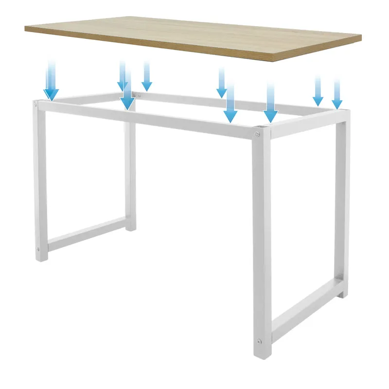 Schreibtisch 120x60x75 cm Weiß aus MDF mit Metallgestell ML-Design
