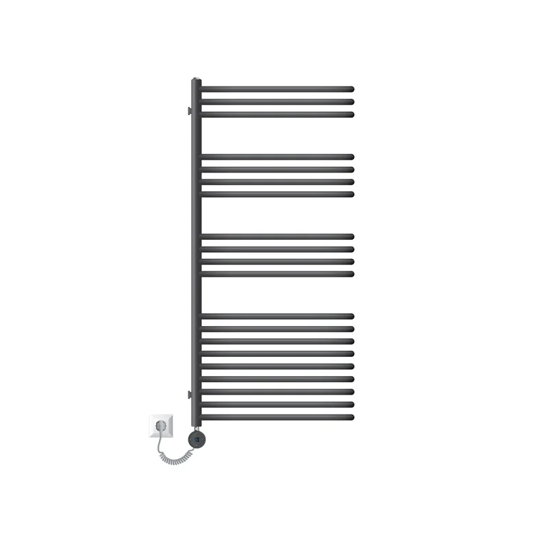 Elektrischer Badheizkörper mit Heizstab 900W 500x1200 mm Anthrazit mit Thermostat Digitalanzeige LuxeBath