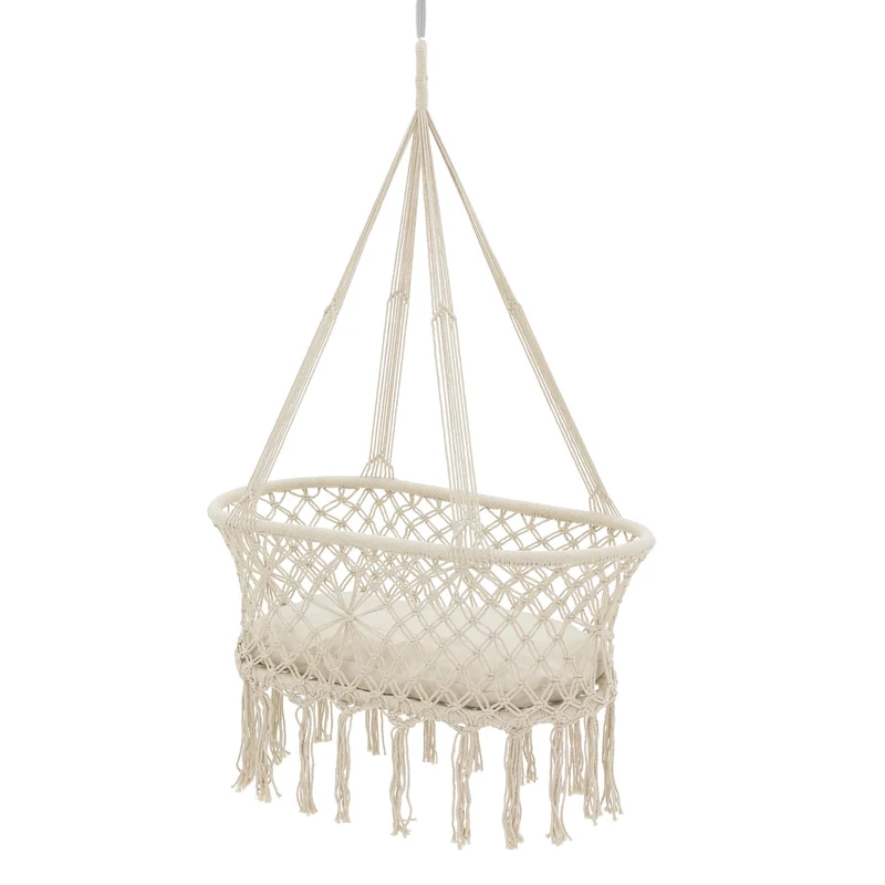 Babywiege Beige mit Gestell Weiß aus Baumwolle ML-Design