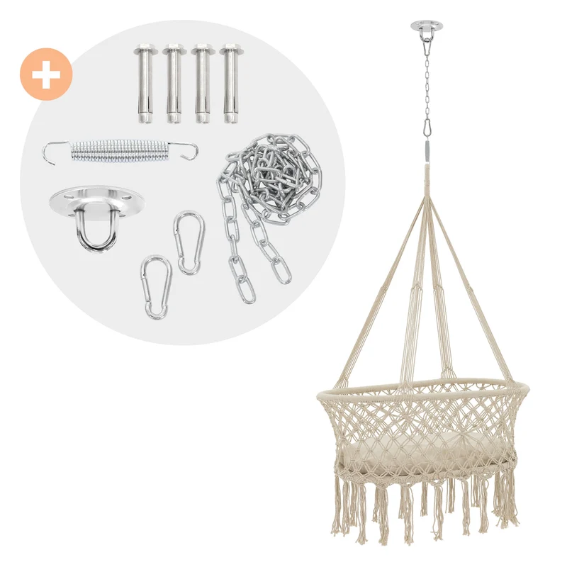 Babywiege Beige mit Gestell Weiß aus Baumwolle ML-Design