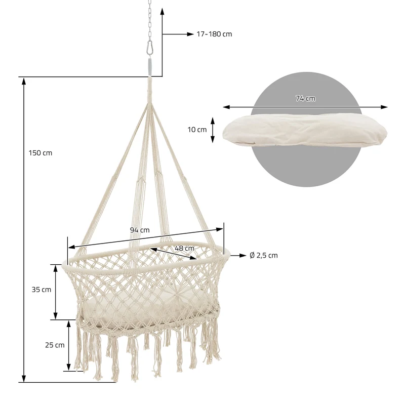 Babywiege Beige mit Gestell Weiß aus Baumwolle ML-Design