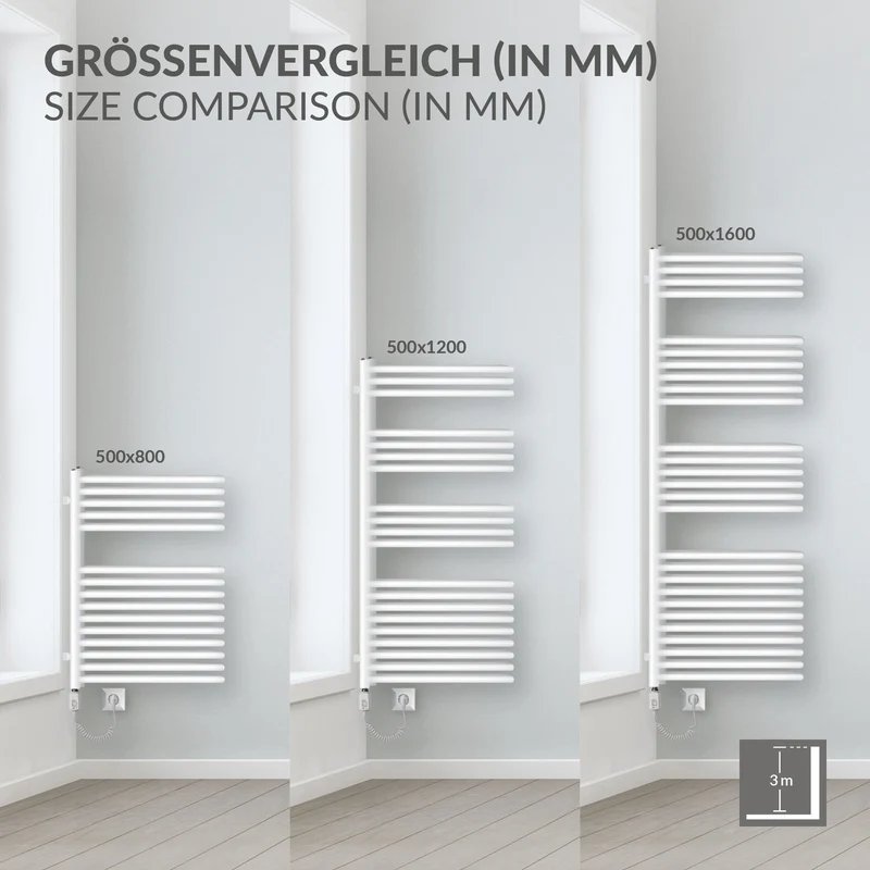 Badheizkörper 500x1200 mm Weiß ML-Design