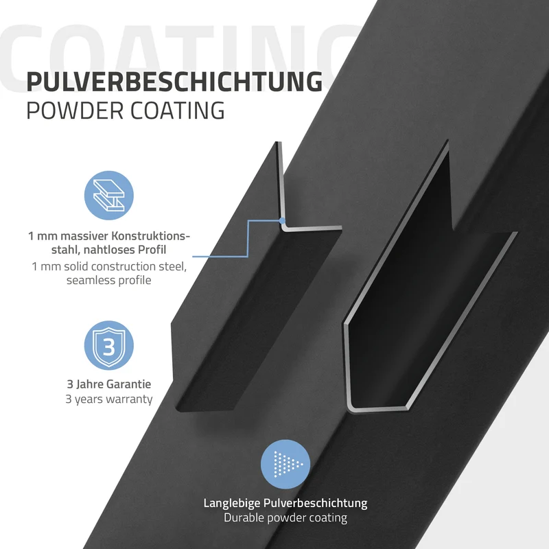 Tischbeine Tischgestell 2er Set Trapez-Design 60 x 73 cm Schwarz aus Stahl ML-Design