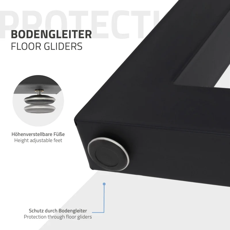 Tischbeine Tischgestell 2er Set Trapez-Design 60 x 73 cm Schwarz aus Stahl ML-Design