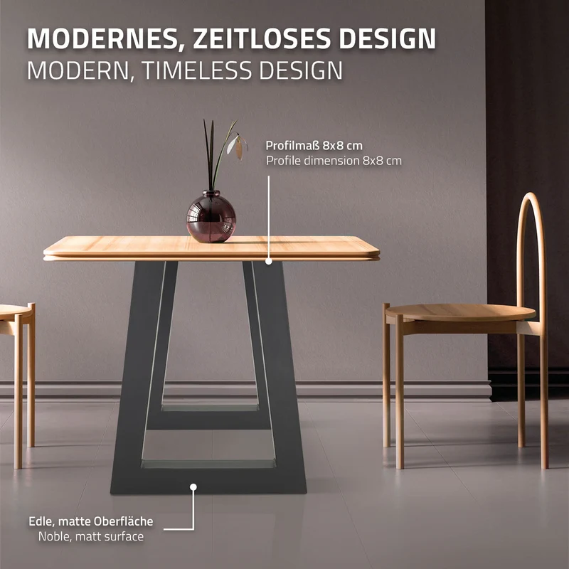 Tischbeine Tischgestell 2er Set Trapez-Design 60 x 72 cm Anthrazit aus Stahl ML-Design