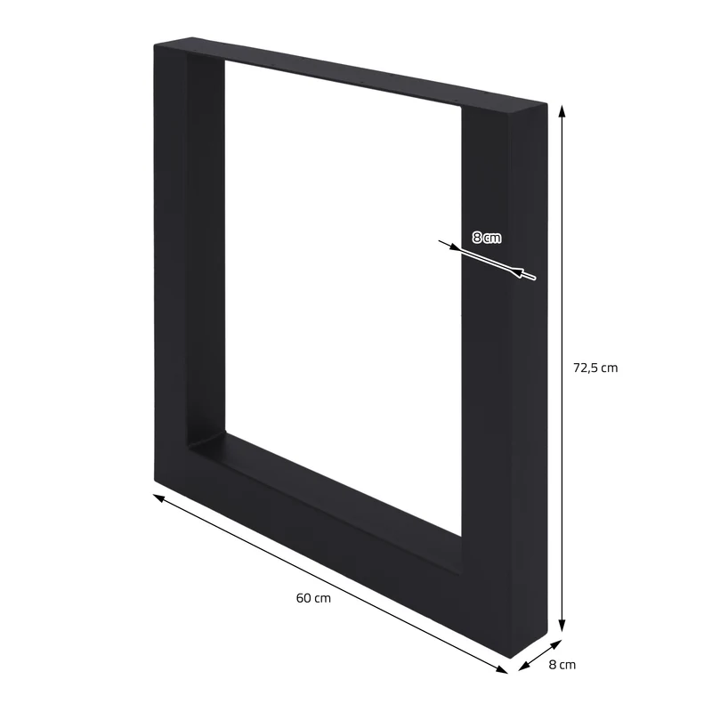 Tischbeine Tischgestell 2er Set U-Design 60 x 72,5 cm Schwarz aus Stahl ML-Design