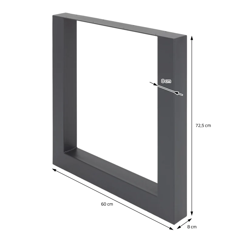 Tischbeine Tischgestell 2er Set U-Design 60 x 72,5 cm Anthrazit aus Stahl ML-Design