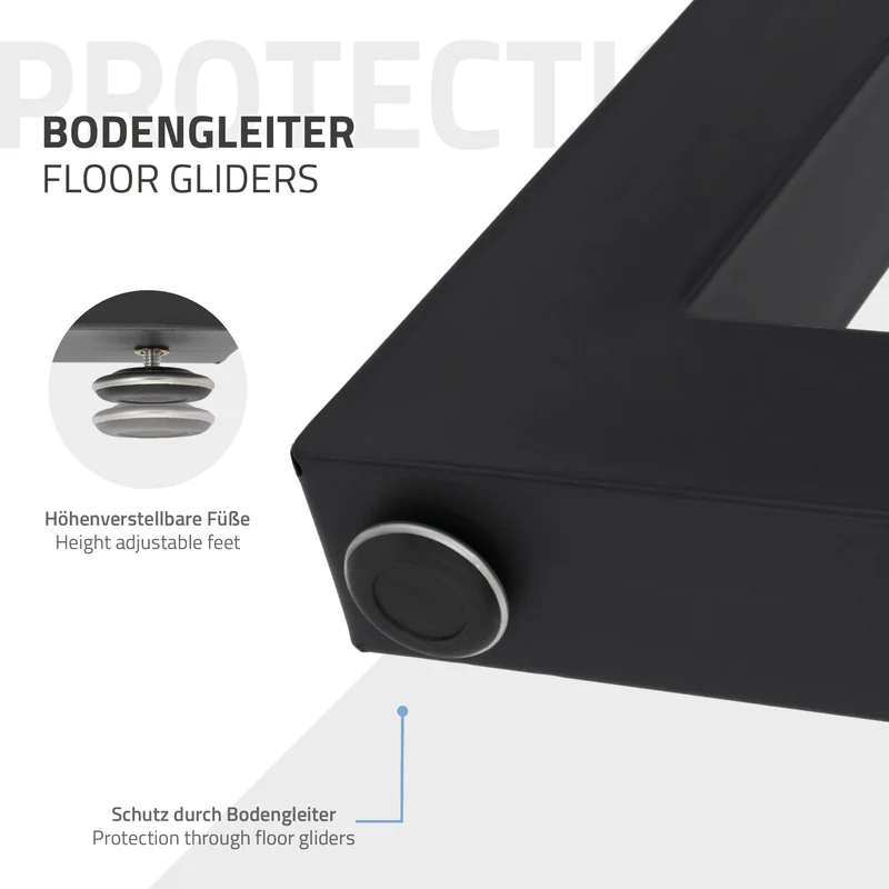Tischbeine Tischgestell 2er Set U-Design 70x72,5 cm Schwarz aus Stahl ML-Design