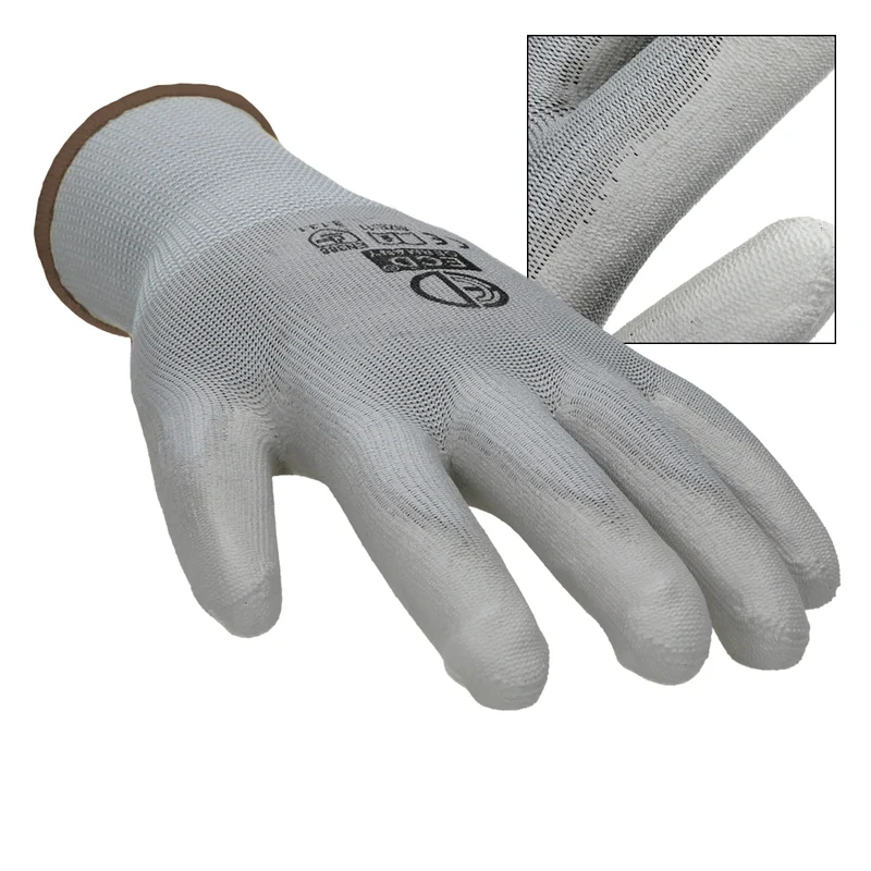 Arbeitshandschuhe mit PU-Beschichtung Grau Größe L 4er Set