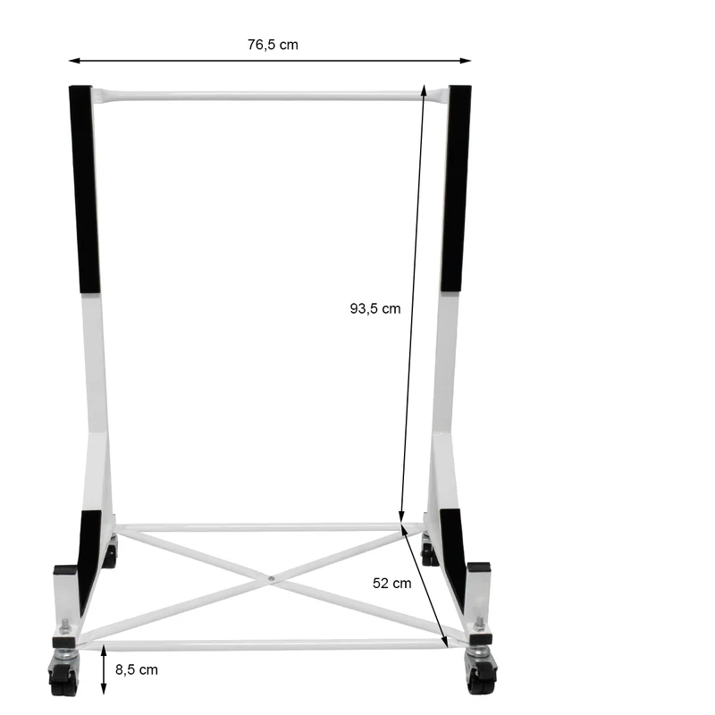 Hardtopständer mit 4 feststellbaren Rollen Weiß aus Stahl und Hardtop Cover