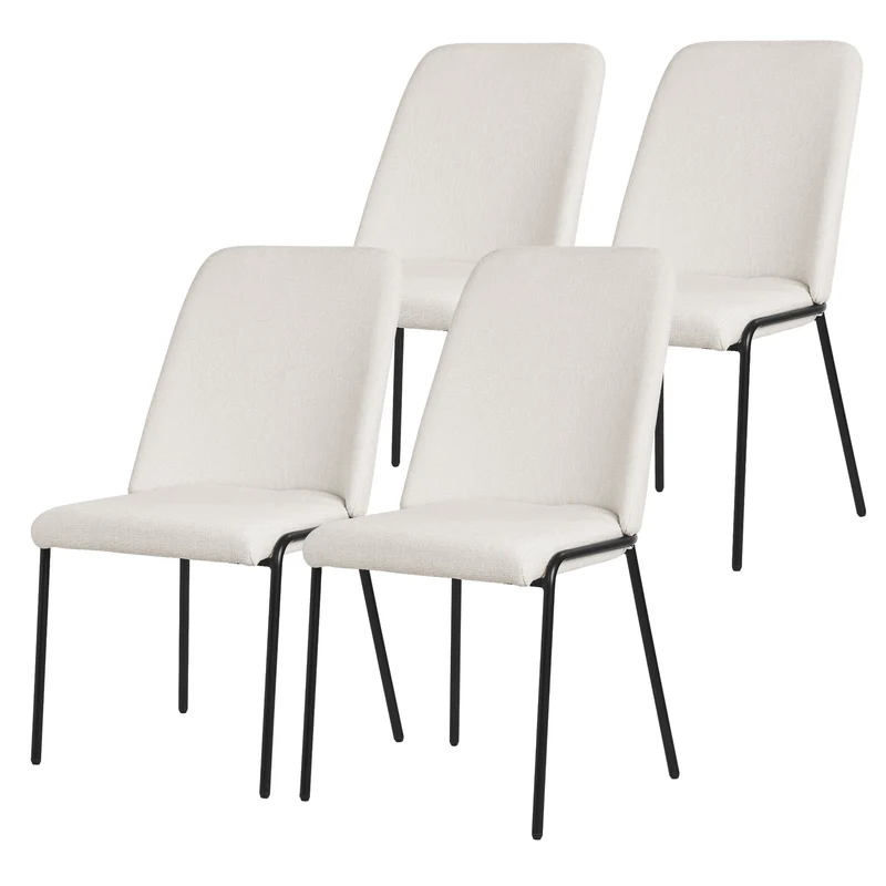 Esszimmerstuhl in Leinen Optik mit hoher Rückenlehne ML-Design