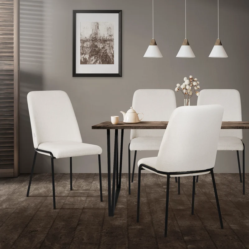 Esszimmerstühle 4er Set Beige mit Rückenlehne, Polsterstühle für Esszimmer & Küche ML-Design